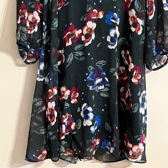 Calvin Klein Dress S Green Floral Mini Sheer Flowy Tropical Boho Western Preppy - Picture 5 of 12